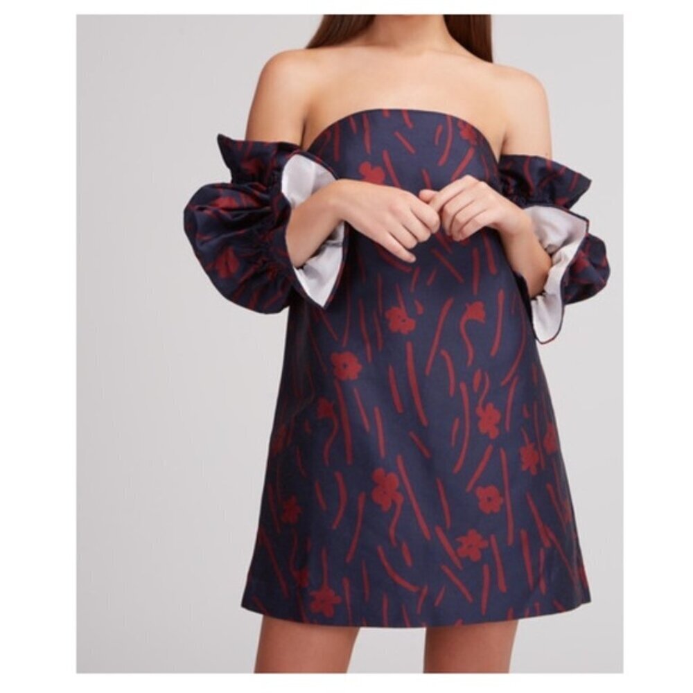 C/MEO Collective Sample Indulgent LS Mini Dress Navy Floral Women’s Size Small